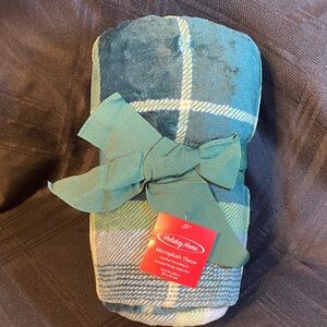 Teal Plaid Microplush Throw